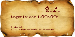 Ungerleider Lázár névjegykártya